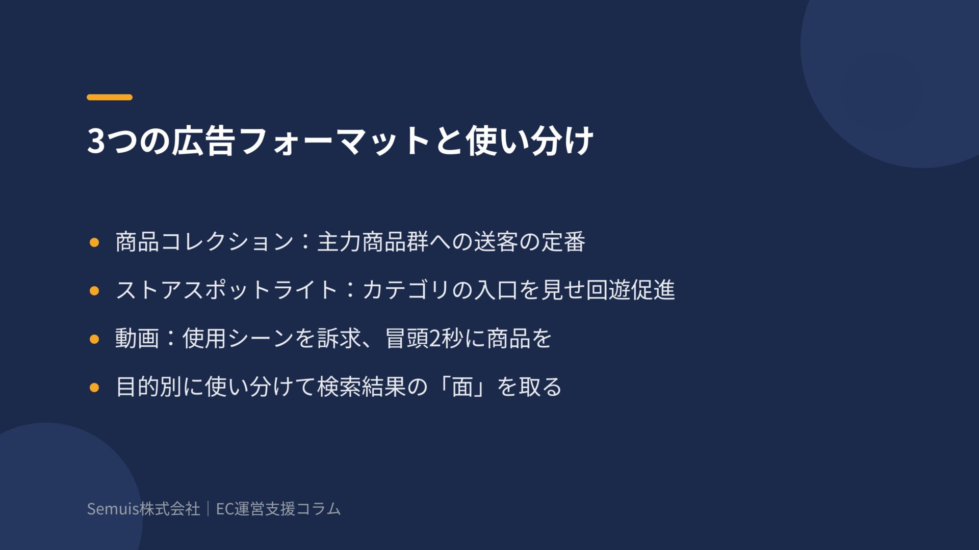 3つの広告フォーマットと使い分け