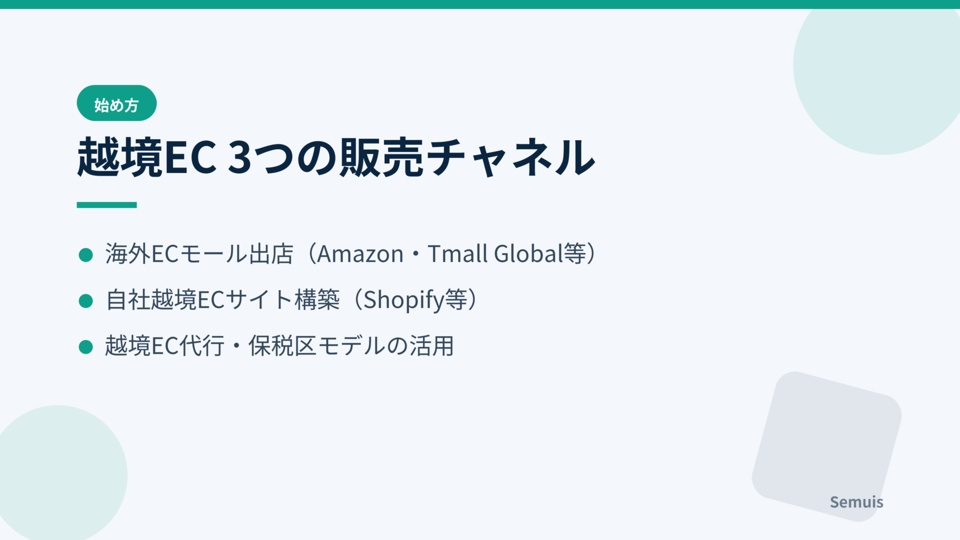 越境EC 3つの販売チャネル