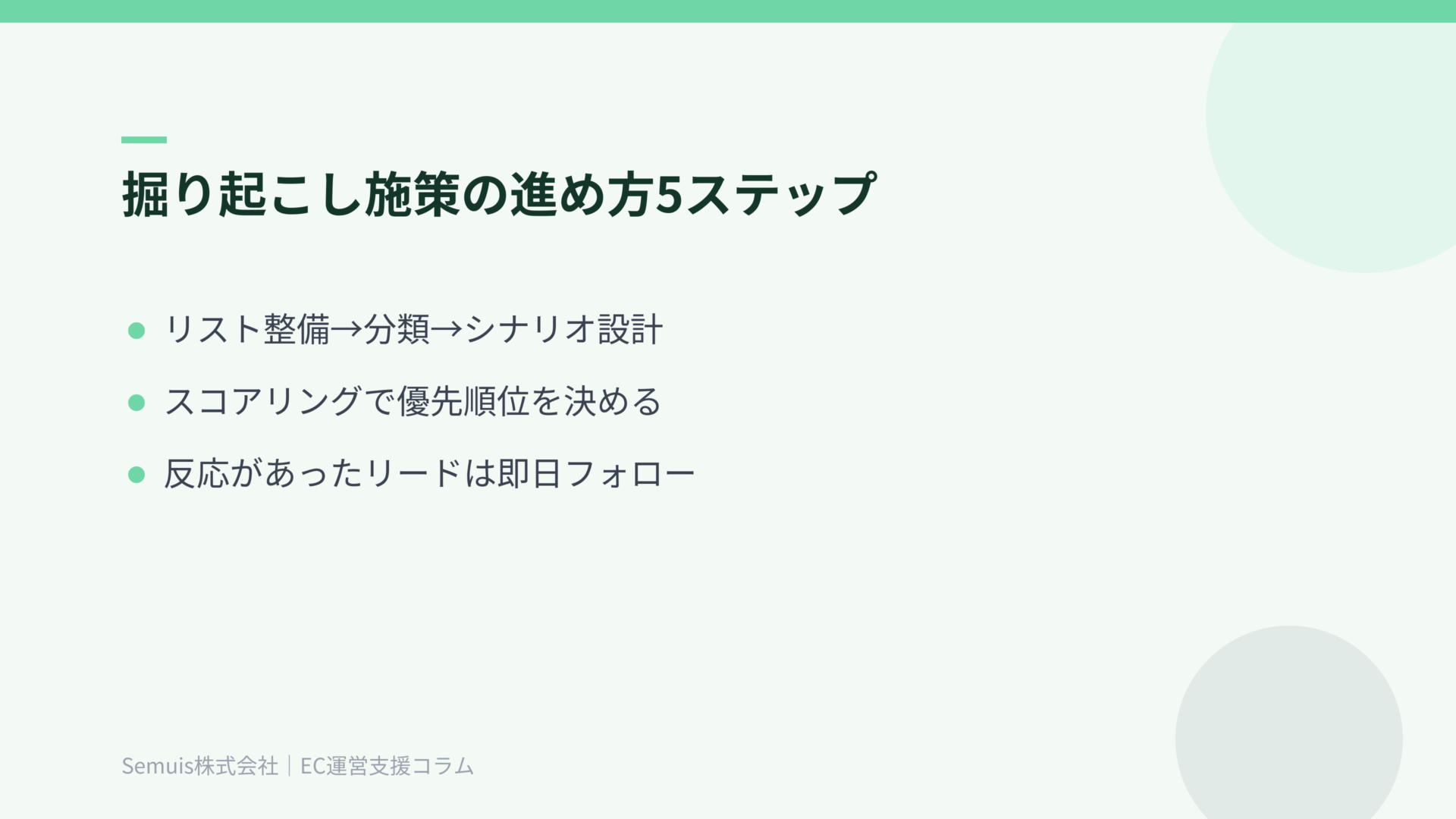 掘り起こし施策の進め方5ステップ