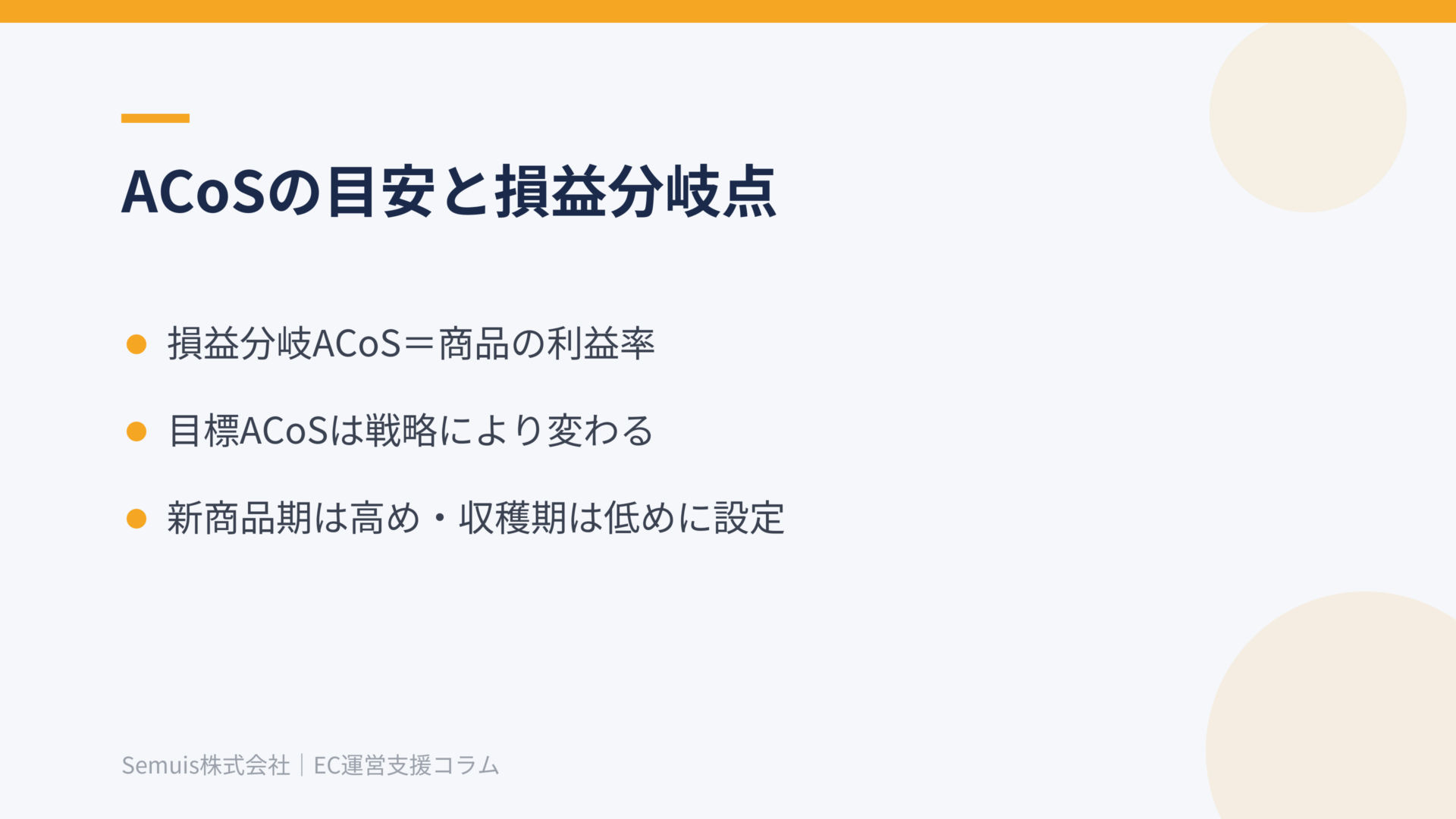 ACoSの目安と損益分岐点の考え方