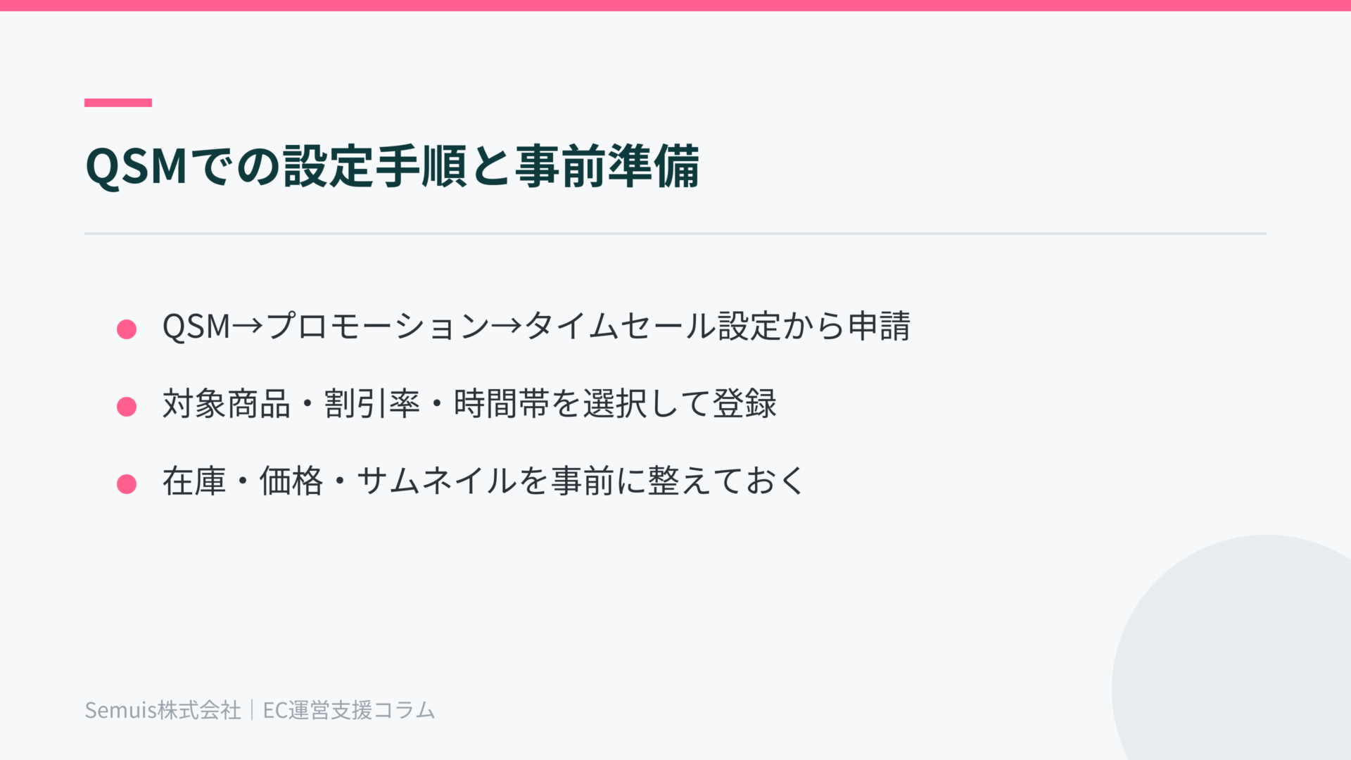 QSMでのタイムセール設定手順と事前準備