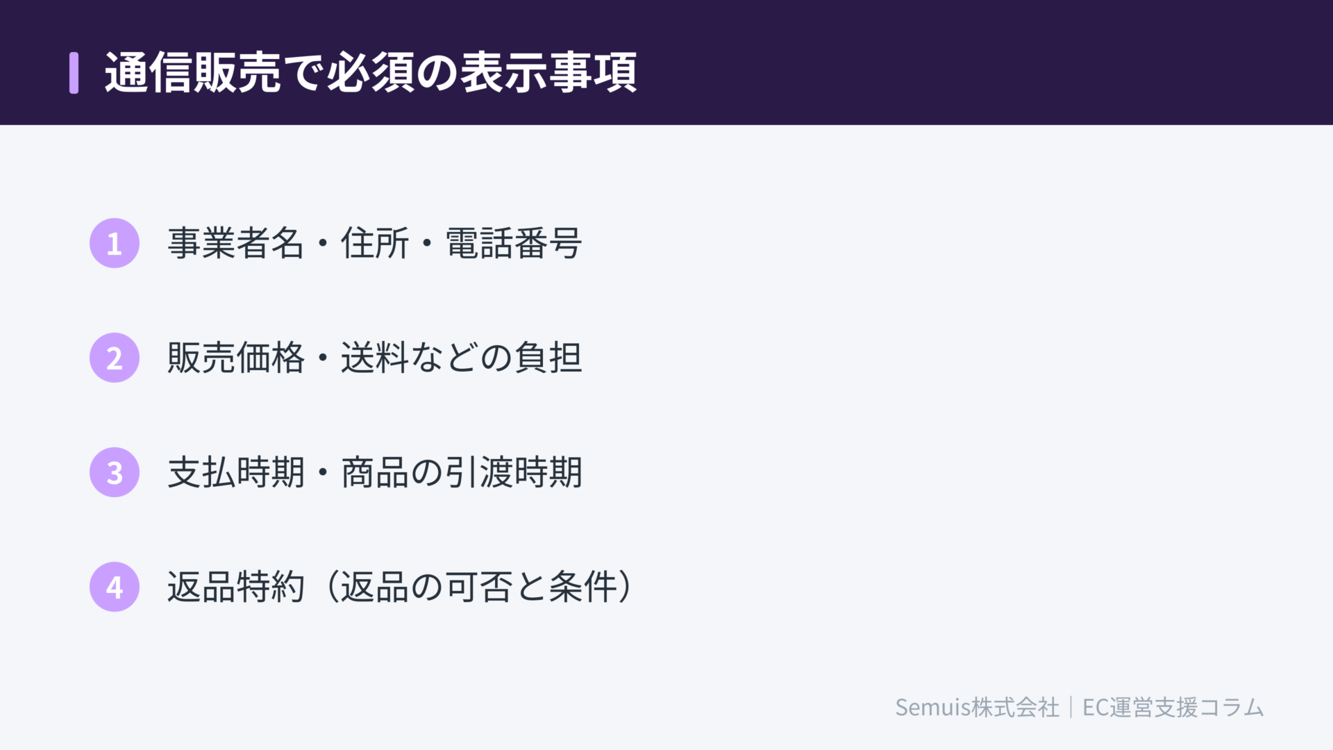 通信販売で必須の表示事項