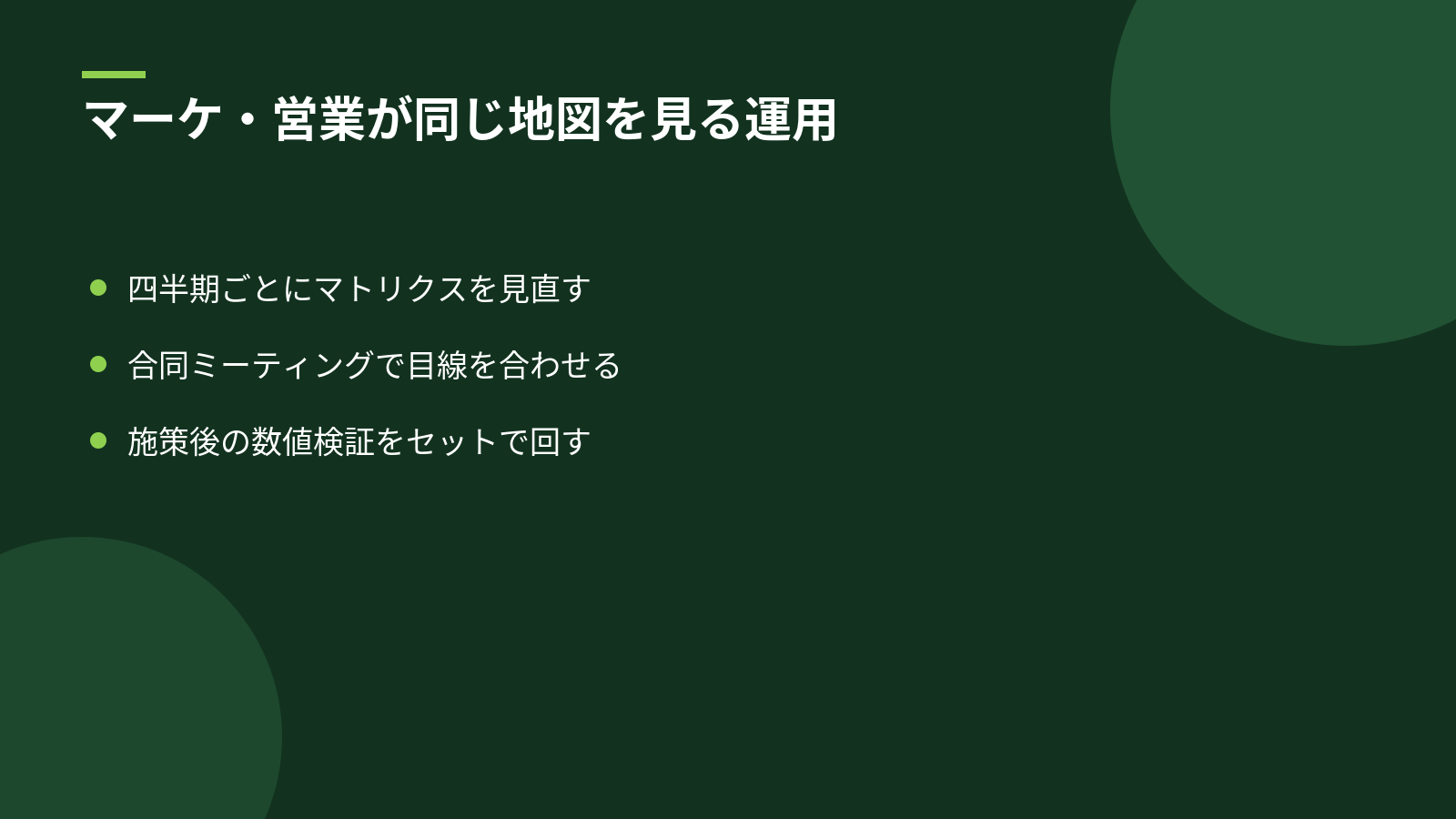 マーケ・営業が同じ地図を見て動くための運用ルール