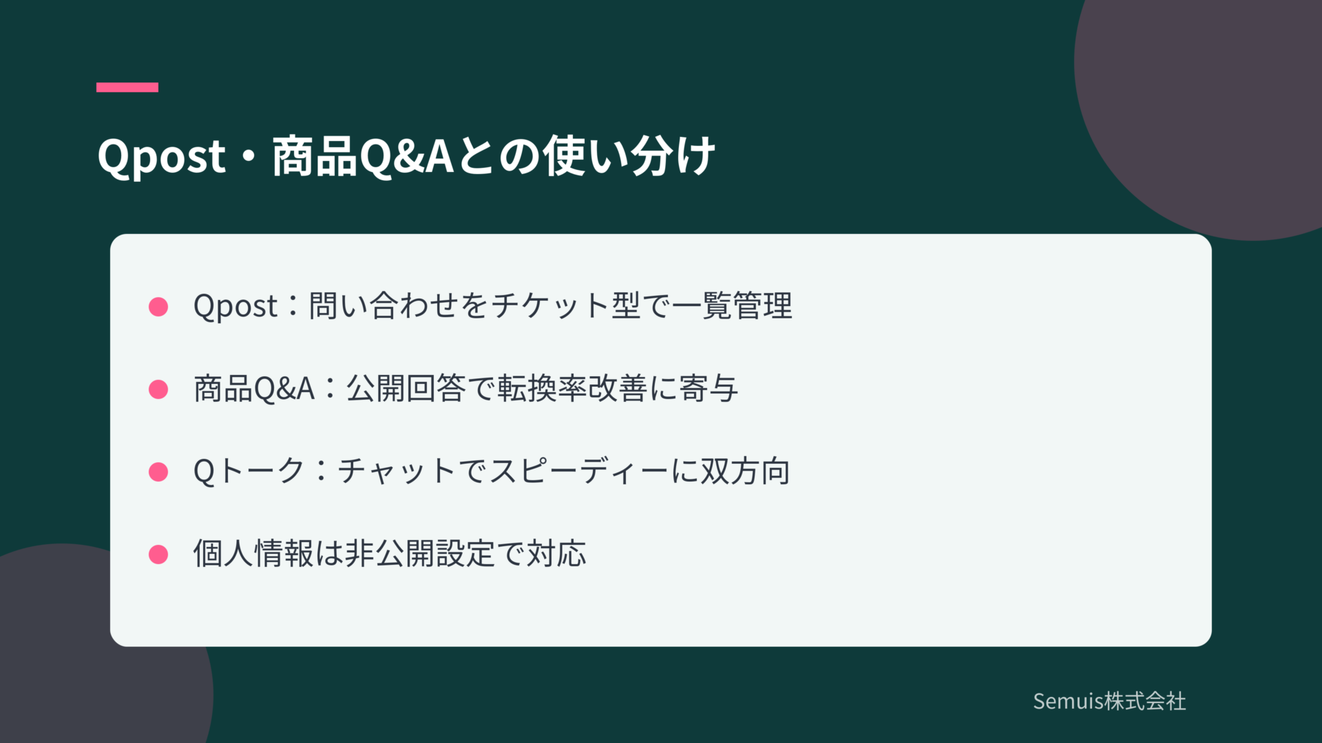 Qpost・商品Q&Aとの使い分け