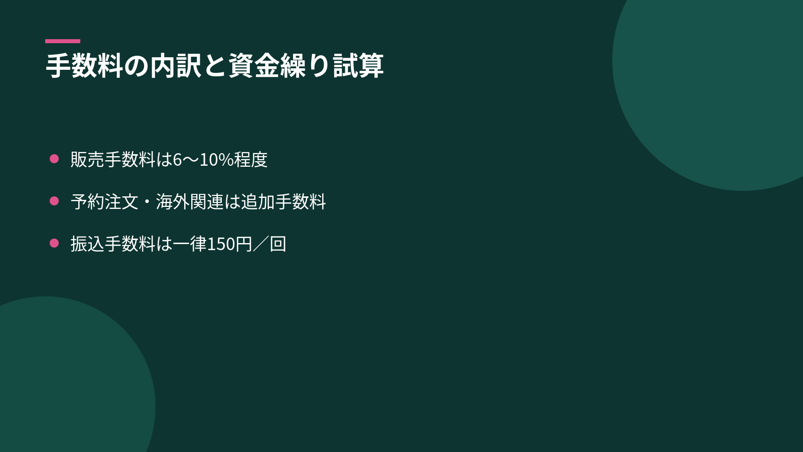 手数料の内訳と資金繰りシミュレーション