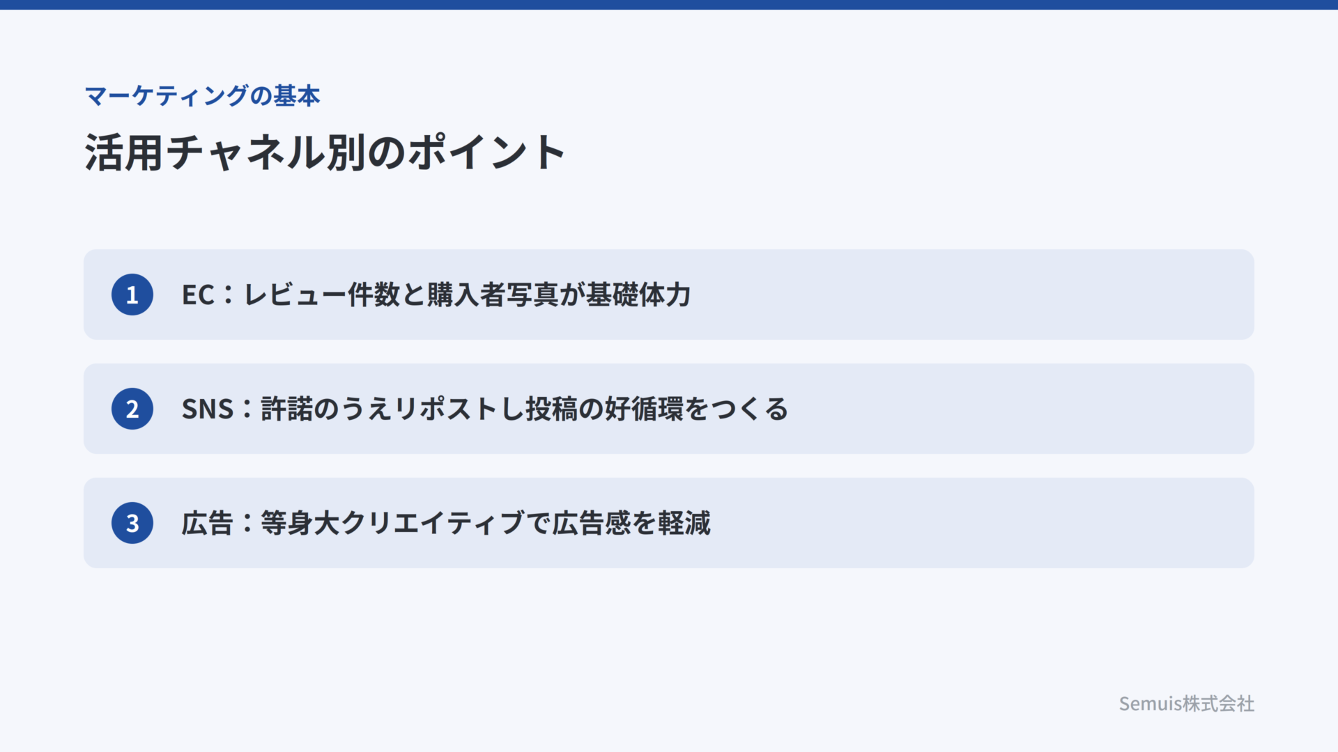 UGCの活用チャネル別のポイント