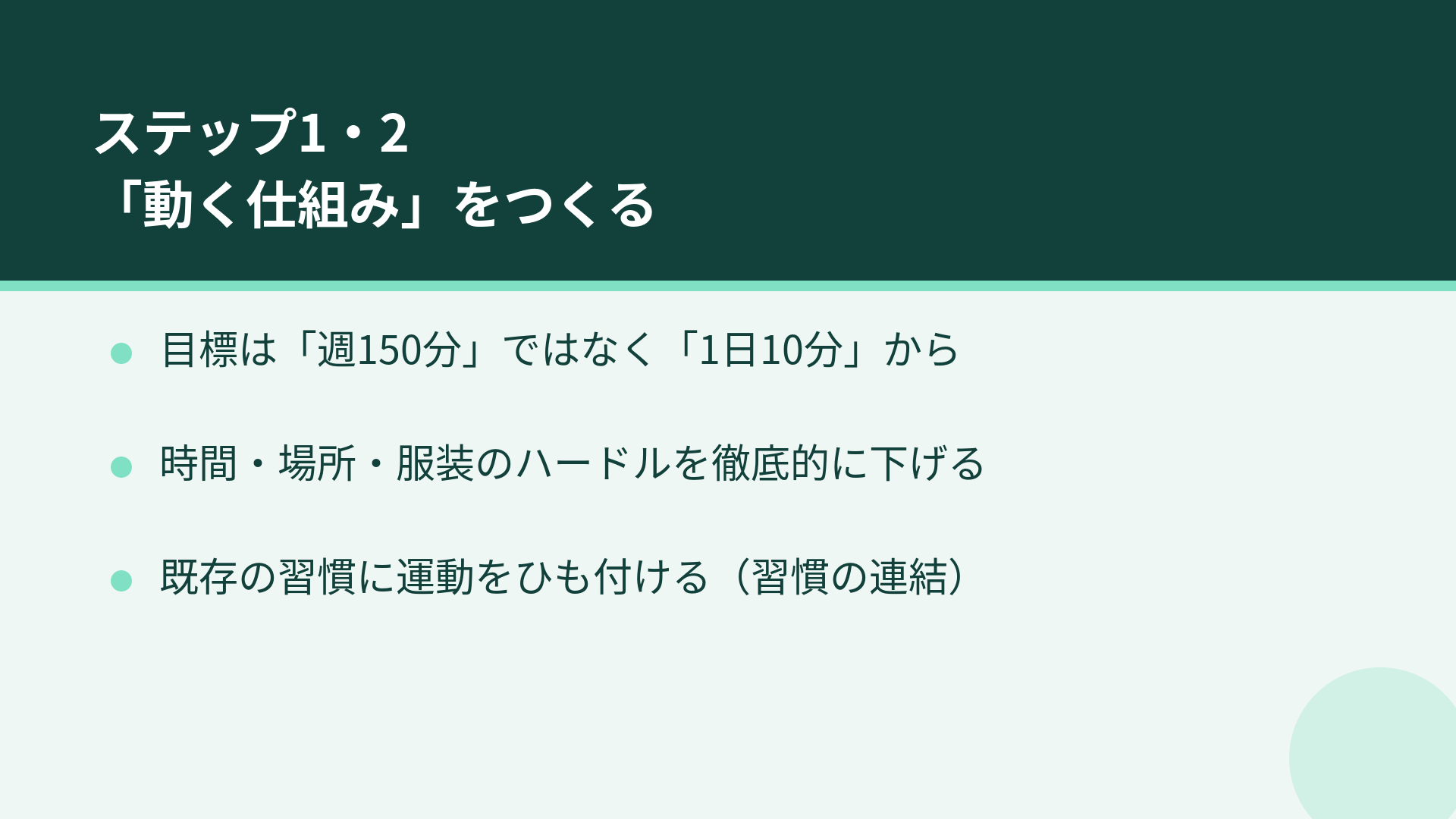 ステップ1・2：動く仕組みをつくるポイント