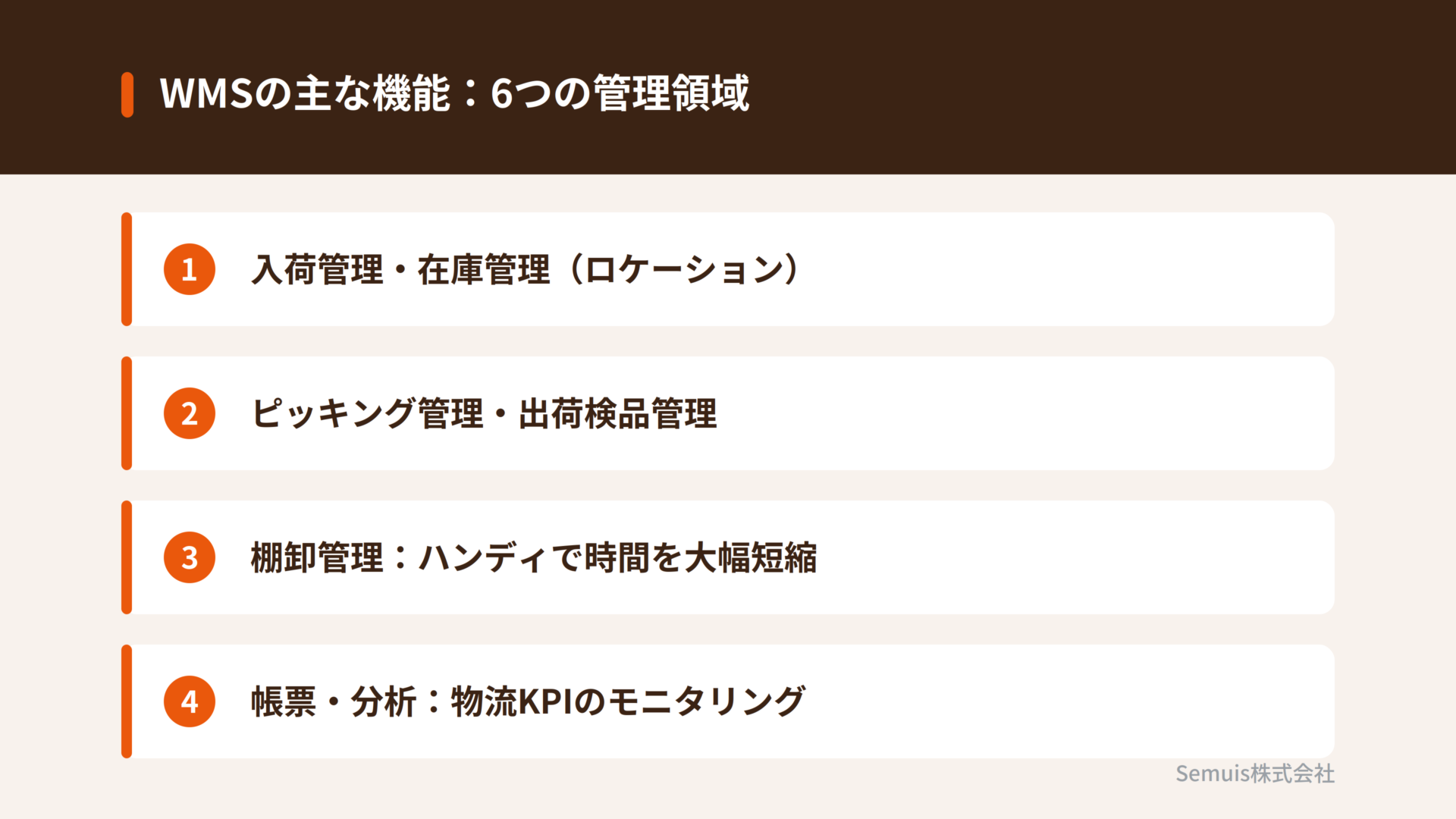 WMSの主な機能:6つの管理領域