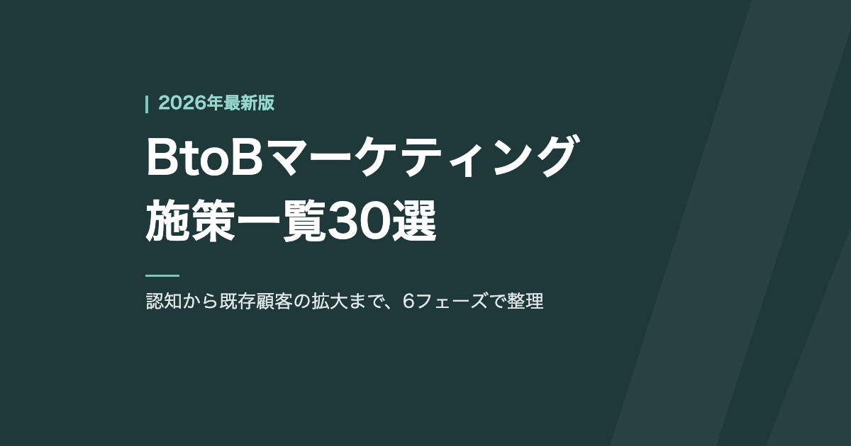 BtoBマーケティング施策一覧30選（2026年最新版）