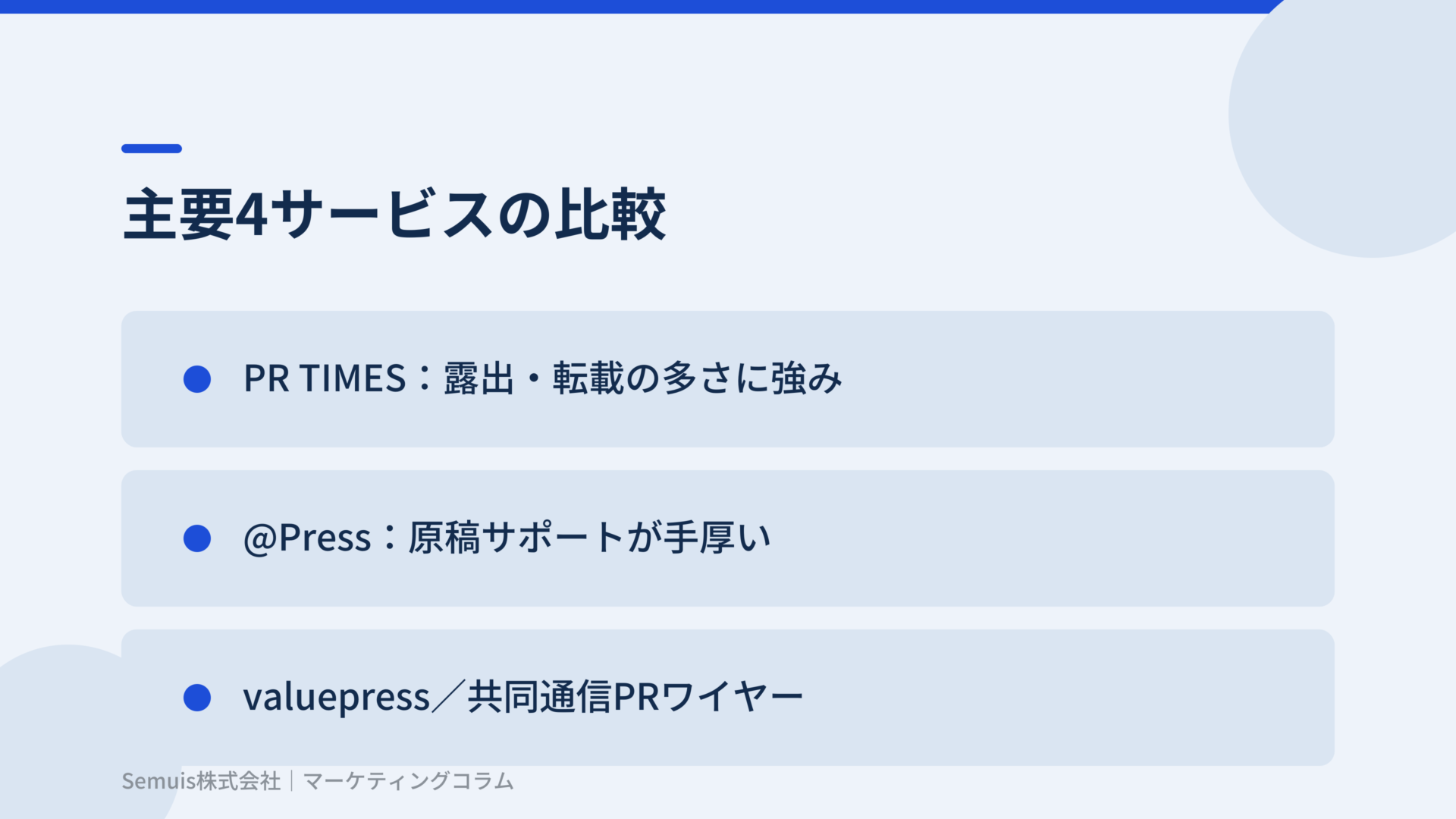 主要4サービスの比較